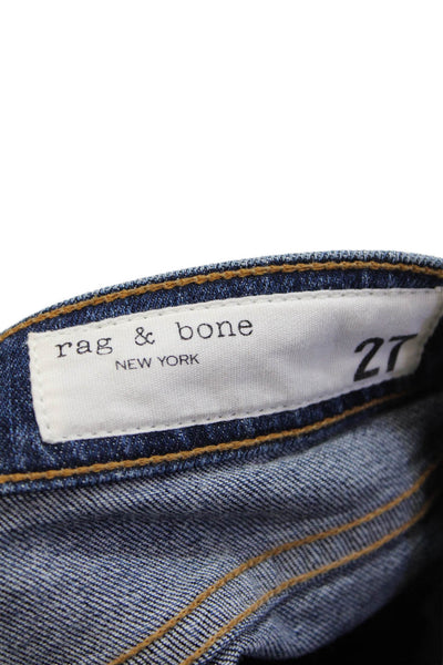 Rag & Bone Womens Cotton Dark Wash Raw Hem Slim Leg Capri Pants Blue Size 27