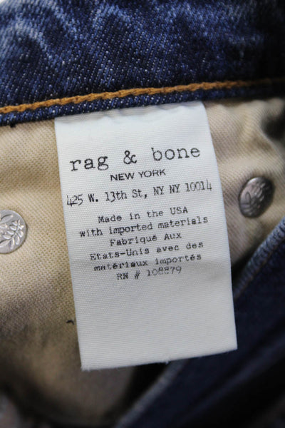 Rag & Bone Womens Cotton Dark Wash Raw Hem Slim Leg Capri Pants Blue Size 27
