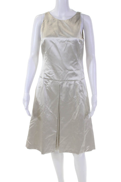 Gio Guerreri Women's Scoop Neck Sleeveless Flare Midi Dress Silver Size 44