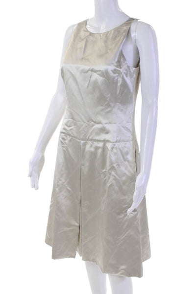 Gio Guerreri Women's Scoop Neck Sleeveless Flare Midi Dress Silver Size 44