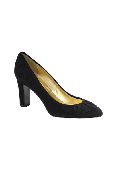 J Crew Womens Slip On Block Heel Round Toe Pumps Black Suede Size 9.5