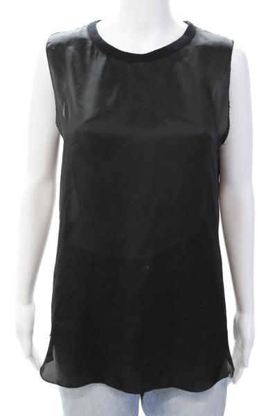 L'Agence Womens Sleeveless Sheer Rounded Hem Tank Top Blouse Black Size 3