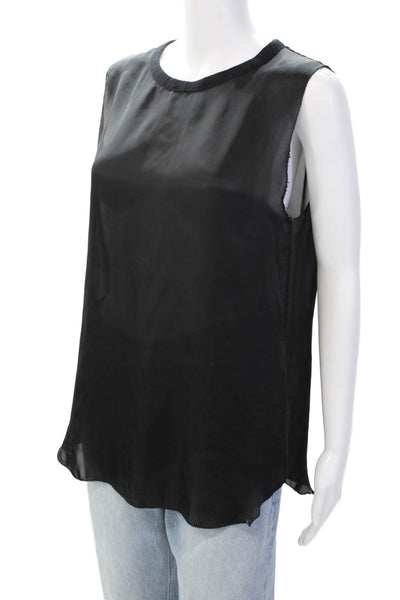 L'Agence Womens Sleeveless Sheer Rounded Hem Tank Top Blouse Black Size 3