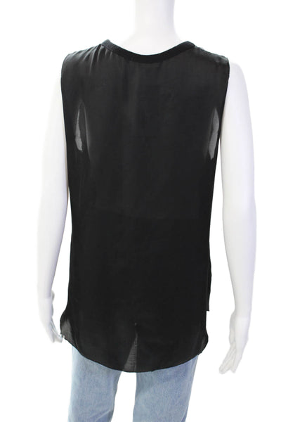 L'Agence Womens Sleeveless Sheer Rounded Hem Tank Top Blouse Black Size 3