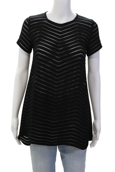 Antonino Valenti Womens Short Sleeve Pointed Hem Detail Tunic Top Black Size 40