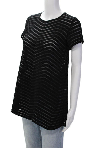Antonino Valenti Womens Short Sleeve Pointed Hem Detail Tunic Top Black Size 40