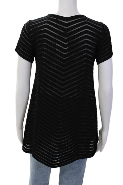 Antonino Valenti Womens Short Sleeve Pointed Hem Detail Tunic Top Black Size 40
