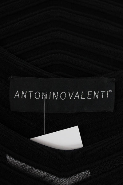 Antonino Valenti Womens Short Sleeve Pointed Hem Detail Tunic Top Black Size 40