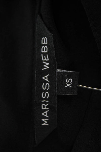 Marissa Webb Womens Cotton Pleated Detail Lace Long Sleeve Blouse Black Size XS