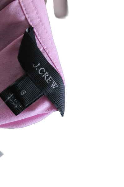 J Crew Womens V-Neckline Ruffle Cap Sleeve Curved Hem Blouse Pink Size 8