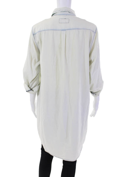 Current/Elliott Women's Collard Long Sleeves Button Down Tunic Shirt Blue Size 2
