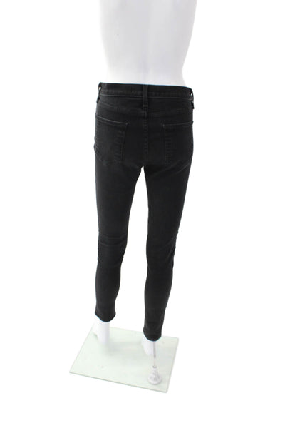 Veronica Beard Womens Cotton Slim Leg High Waist Button Fly Jeans Black Size 27