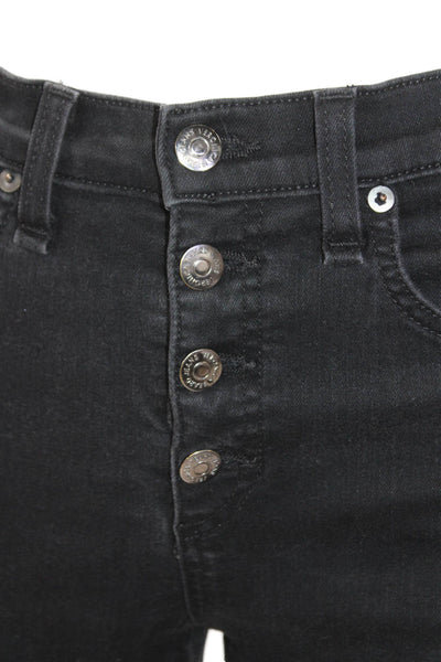 Veronica Beard Womens Cotton Slim Leg High Waist Button Fly Jeans Black Size 27