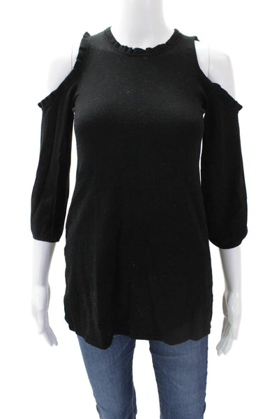 Milly Minis Girls Cold Shoulder Long Sleeve Mini Sweater Dress Black Size 10