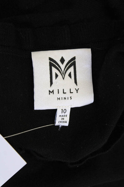 Milly Minis Girls Cold Shoulder Long Sleeve Mini Sweater Dress Black Size 10