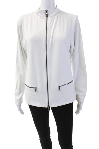 MDC Women's Long Sleeves Full Zip Fitted Athletic Jacket White Size 42