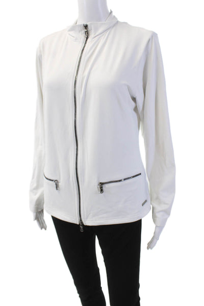 MDC Women's Long Sleeves Full Zip Fitted Athletic Jacket White Size 42