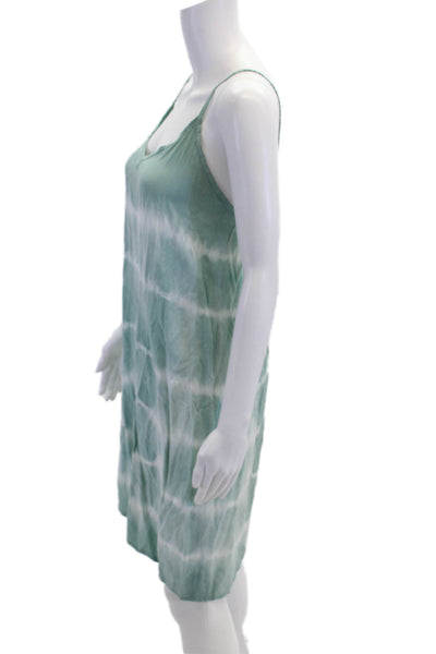 529 Womens Tie Dye Print V Neck Spaghetti Strap Coverup Dress Blue Size S