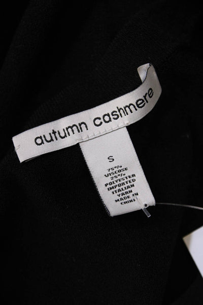 Autumn Cashmere Womens 3/4 Sleeve Round Neck Pullover Sweater Black Size S