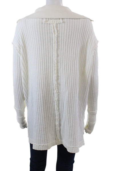 We The Free Womens Cotton Collared Side Split Pullover Sweater White Size XS
