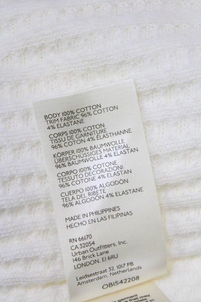We The Free Womens Cotton Collared Side Split Pullover Sweater White Size XS
