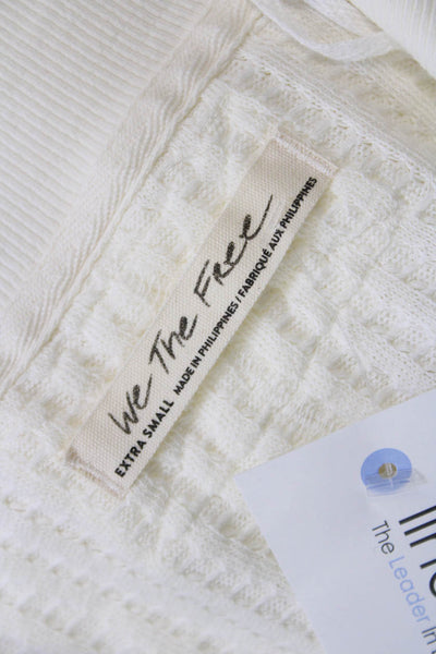 We The Free Womens Cotton Collared Side Split Pullover Sweater White Size XS