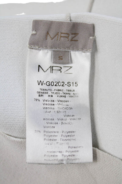 MRZ Womens Folded Waist Detail Stretch Mini Skater Skirt Light Beige Size S