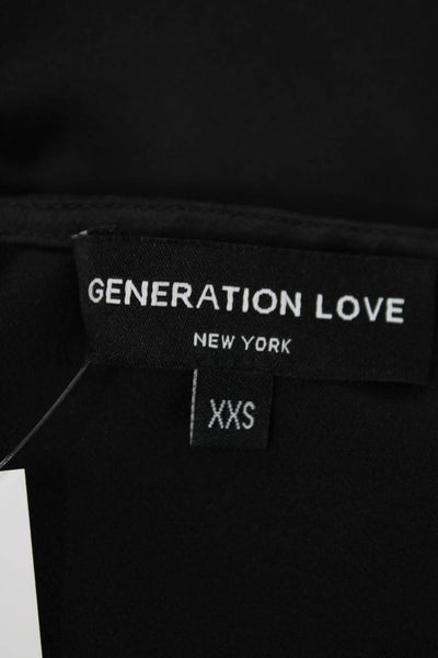 Generation Love Womens Sleeveless V Neck Crystal Trim Top Black Size 2XS