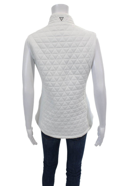 Levelwear Womens Quilted Full Zipper Ribbed Vest Jacket White Size Large