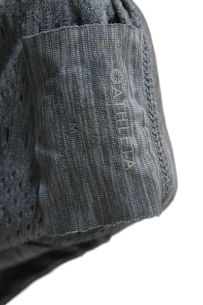 Athleta Womens Striped Short Sleeves Crew Neck Tee Shirt Gray Size Medium