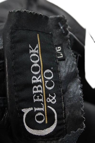Colebrook & Co Womens Leather Long Sleeve Collared Zippered Jacket Black Size L