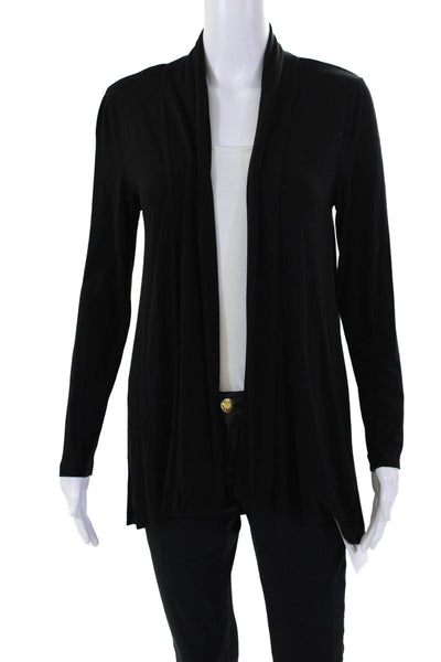 Vince Camuto Womens Long Sleeves Open Front Wrap Blouse Black Size Small