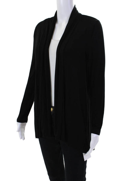 Vince Camuto Womens Long Sleeves Open Front Wrap Blouse Black Size Small