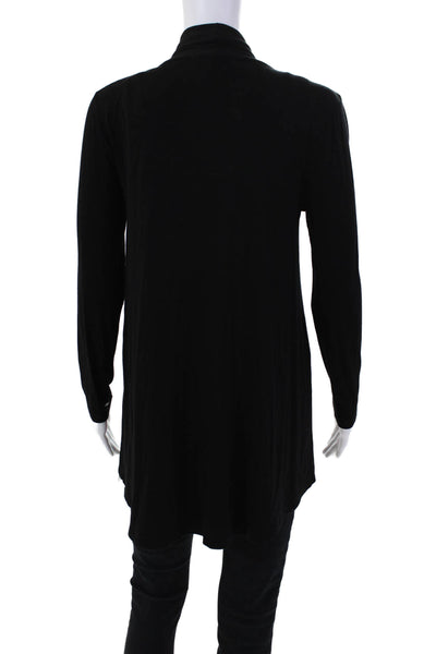 Vince Camuto Womens Long Sleeves Open Front Wrap Blouse Black Size Small