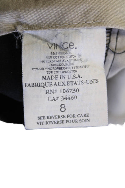 Vince Womens Cotton Zippered Mid-Rise Tapered Dress Pants Black Size 8