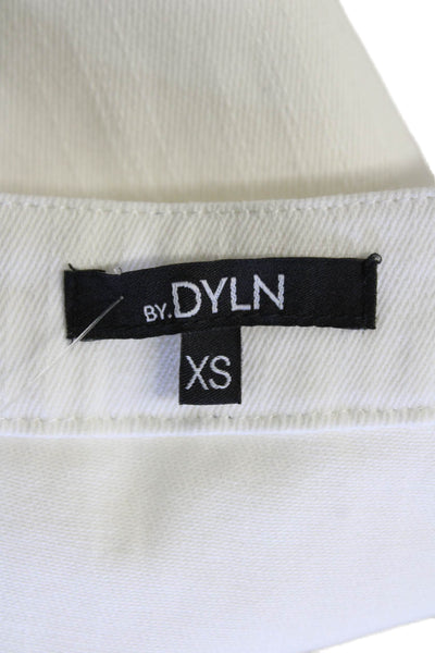 By.DYLN Womens Zipper Fly Stitched Trim Denim Mini Skirt White Blue Size XS