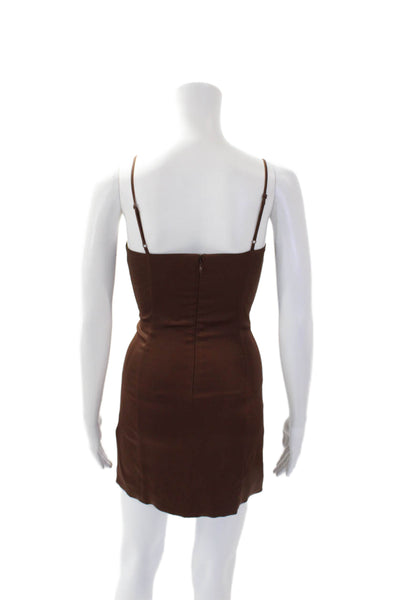 Sunday Best Womens Back Zip Spaghetti Strap Square Neck Mini Dress Brown Size 0