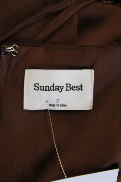 Sunday Best Womens Back Zip Spaghetti Strap Square Neck Mini Dress Brown Size 0