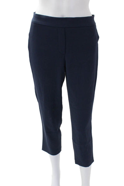 Babaton Womens Elastic Waistband High Rise Pleated Cropped Pants Navy Size 2