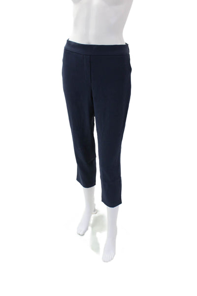 Babaton Womens Elastic Waistband High Rise Pleated Cropped Pants Navy Size 2