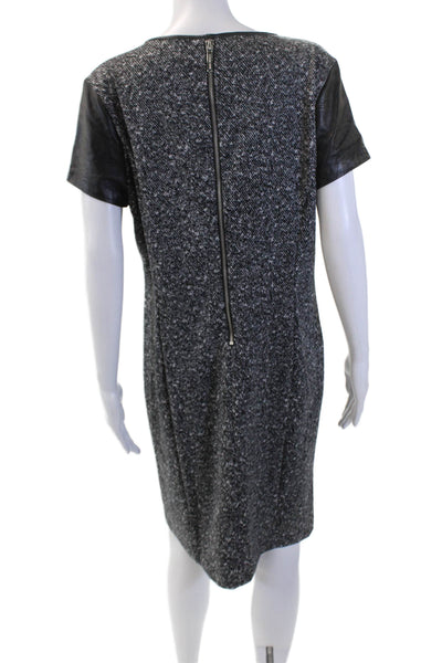 Michael Michael Kors Womens Leather Trim Zip Pocket Shift Dress Black Size 14