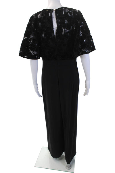 Thalia Soda Womens Short Sleeve Velvet V Neck Wide Leg Jumpsuit Black Size M