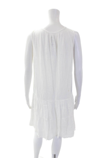 Velvet Womens Cotton Sleeveless V-neck Casual Short Dress White Size M