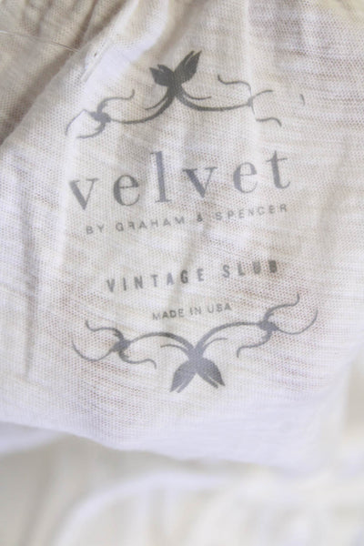 Velvet Womens Cotton Sleeveless V-neck Casual Short Dress White Size M