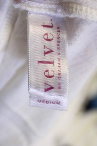 Velvet Womens Cotton Sleeveless V-neck Casual Short Dress White Size M