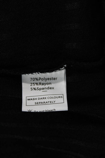 Sampeel Womens Ribbed V-Neck Long Sleeve Pullover Blouse Top Black Size L