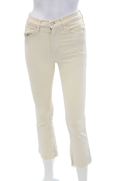 Mother Women's High Waist Five Pocket Straight Leg Jean Pants Beige Size 24
