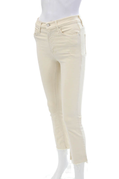 Mother Women's High Waist Five Pocket Straight Leg Jean Pants Beige Size 24