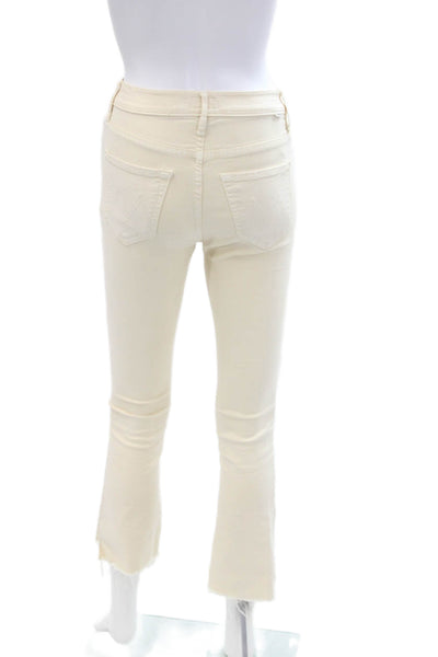 Mother Women's High Waist Five Pocket Straight Leg Jean Pants Beige Size 24