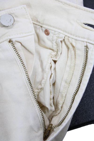 Mother Women's High Waist Five Pocket Straight Leg Jean Pants Beige Size 24